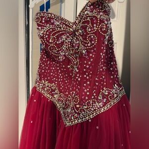 Glamorous Red Embellished Prom Dress